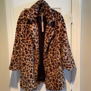 Faux leopard coat